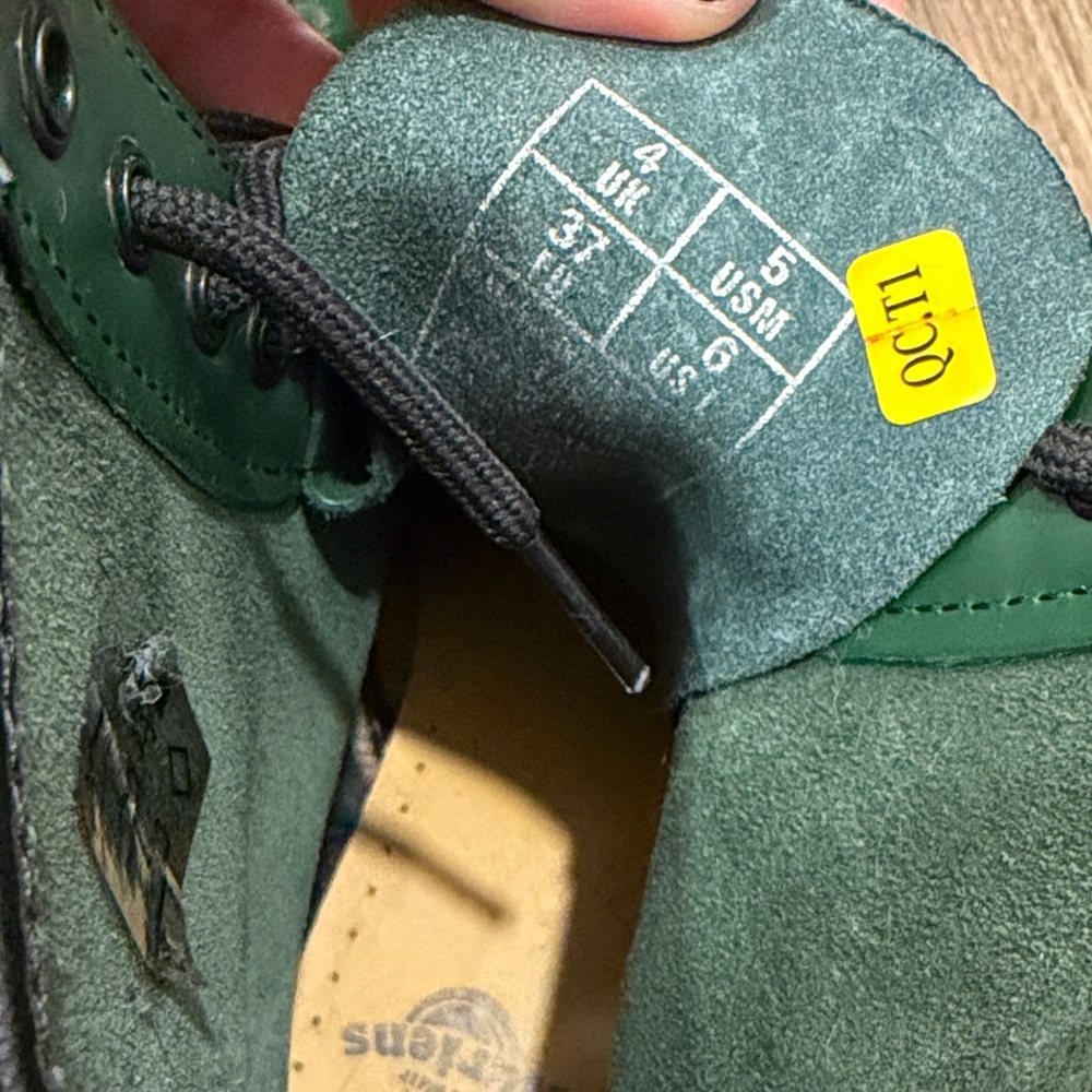 Dr. Martens Green 8-Eye Leather Combat Boots with Yellow Stitching - Picture 4 of 4